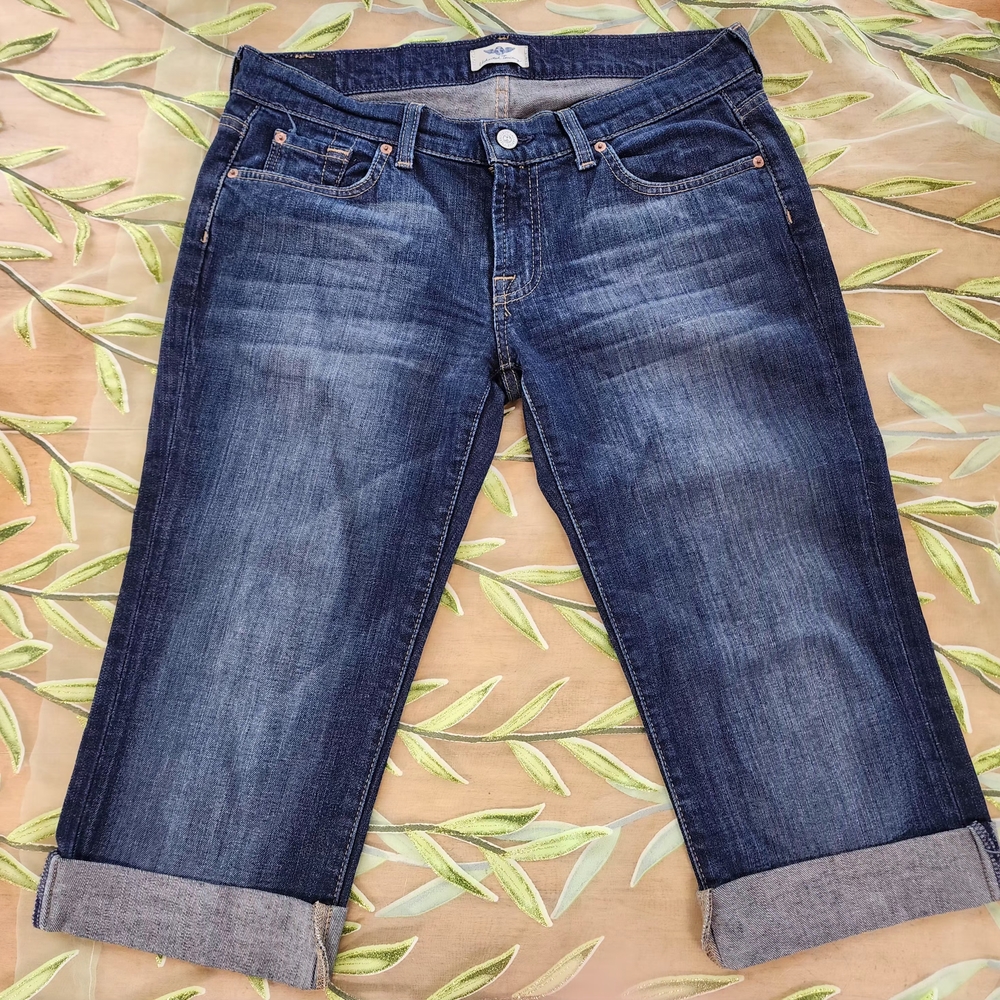 Uncharted Territory Blue Jean Shorts with Vintage Fading and Cuffed Hem